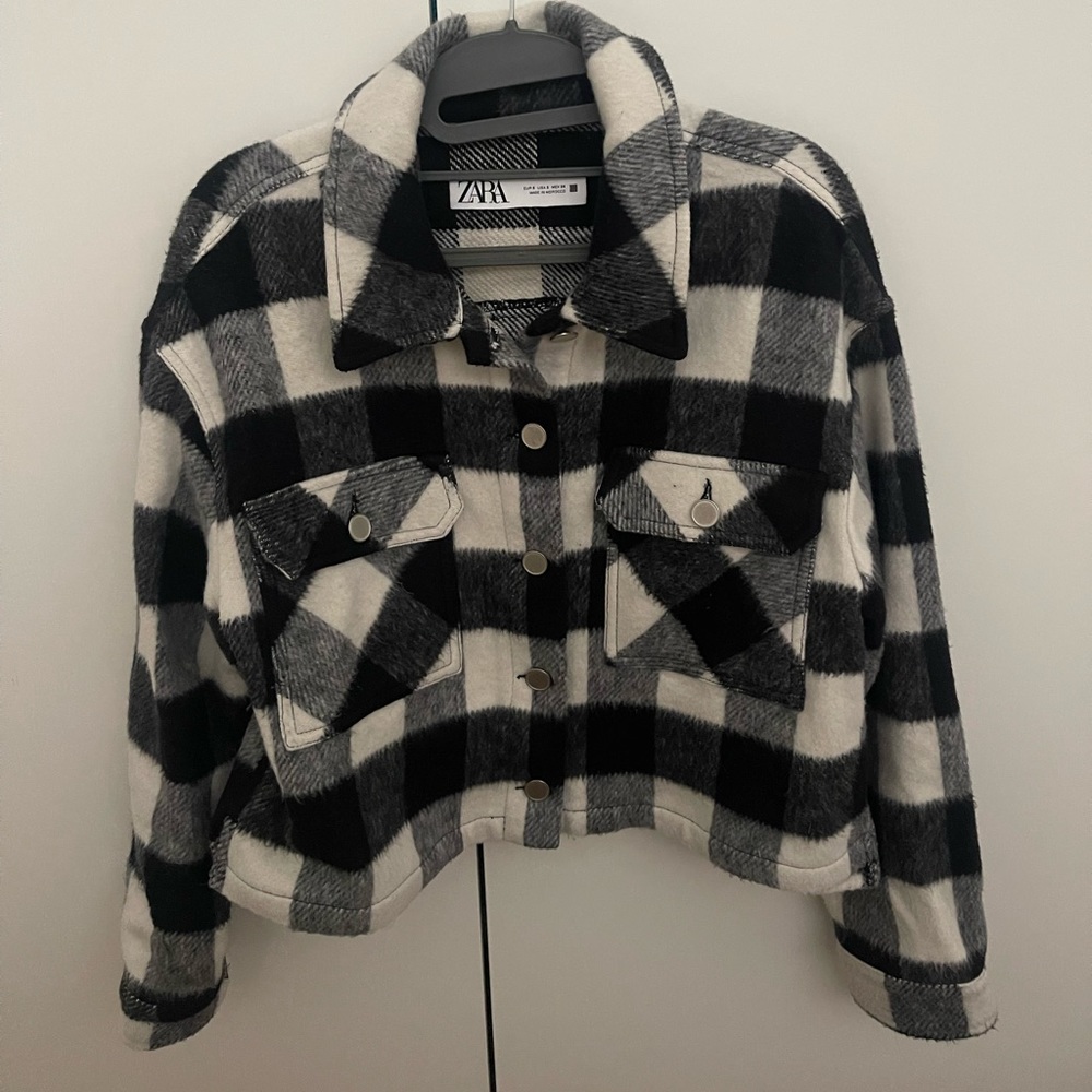 Flannel cropped jacket